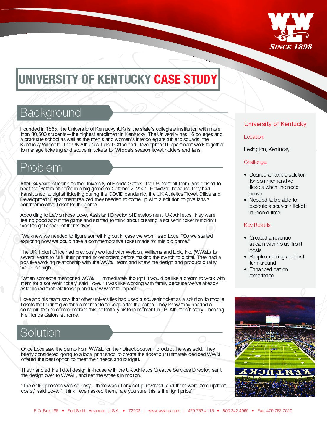 University of Kentucky Direct Souvenir Case Study