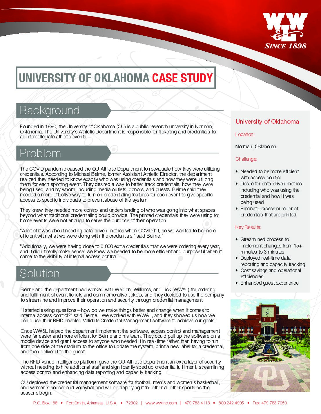 University of Oklahoma WWL Case Study